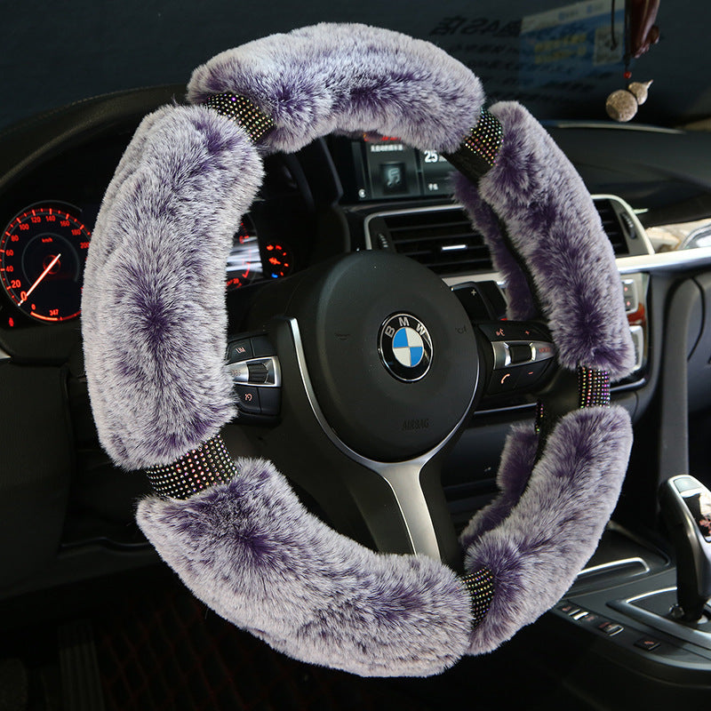 Plush Diamond Steering Wheel Cover – Winter Comfort & Style