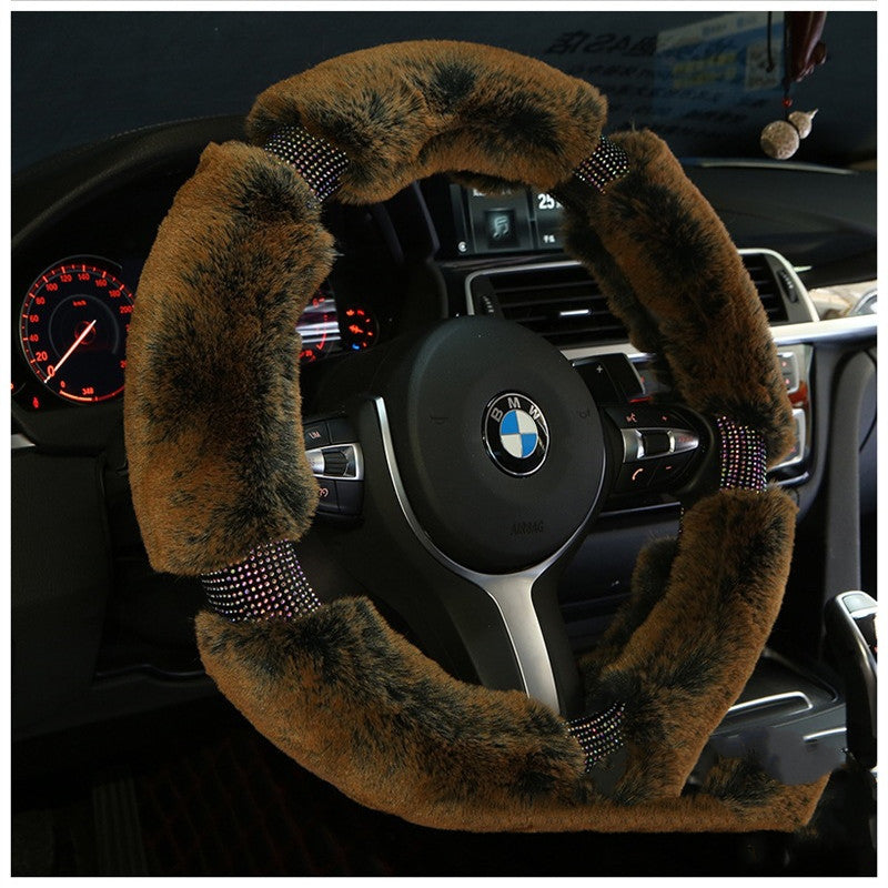 Plush Diamond Steering Wheel Cover – Winter Comfort & Style