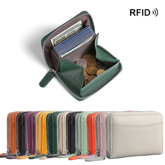 SafePocket Genuine Leather RFID Zipper Purse