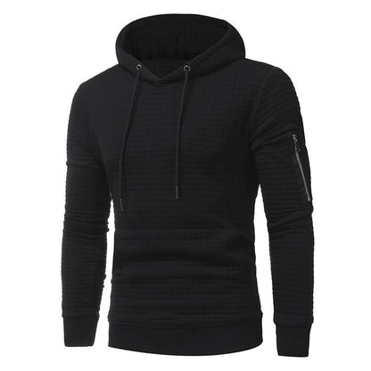 Men Sweatshirt Hoodie With Arm Zipper Long Sleeve Slim Tops