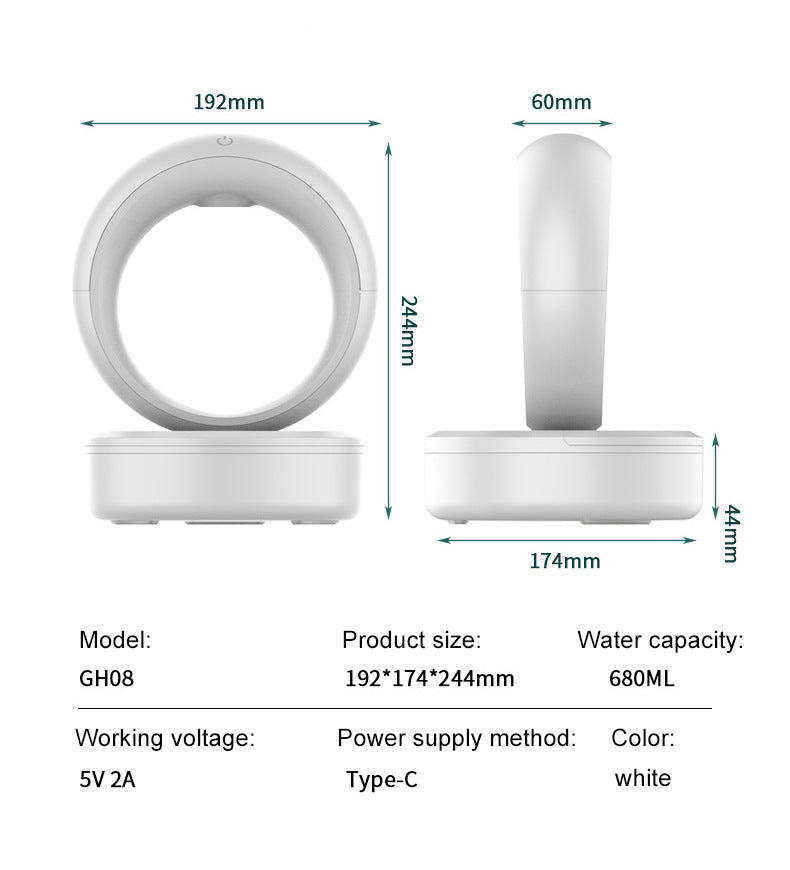 Anti-Gravity Silent Air Humidifier with Levitating Water Drops