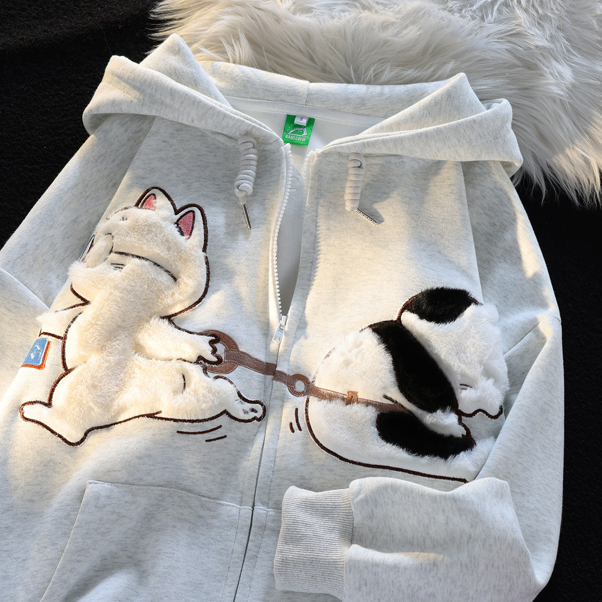 Cartoon Cat Zipper Sweater For Women