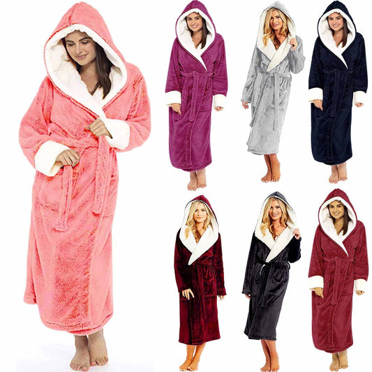 Women's Long Bathrobe Nightgown With Belt