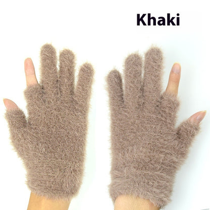 Autumn And Winter Fashionable Warm Exposed Two Finger Gloves