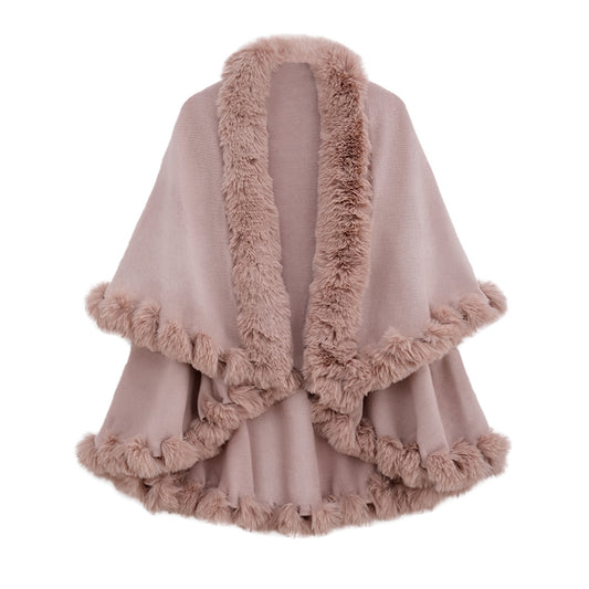 DoubleWarm Cashmere Shawl – Autumn & Winter Fur Collar Style